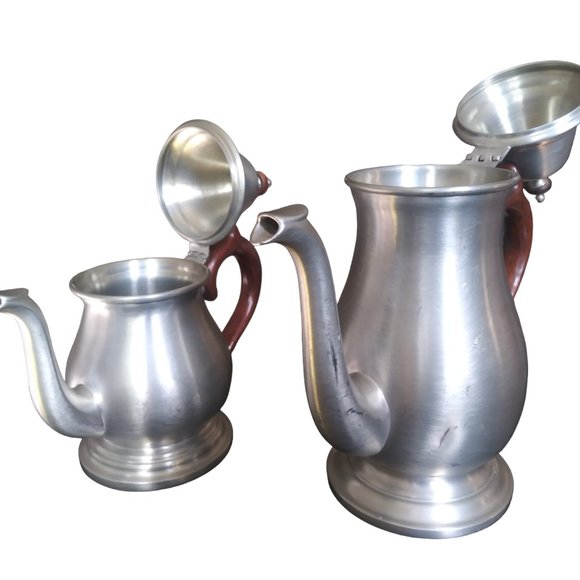 Vintage Pfaltzgraff Handcrafted Pewter Coffee/Tea Pot Made in the USA Lot of 2 - Picture 3 of 11
